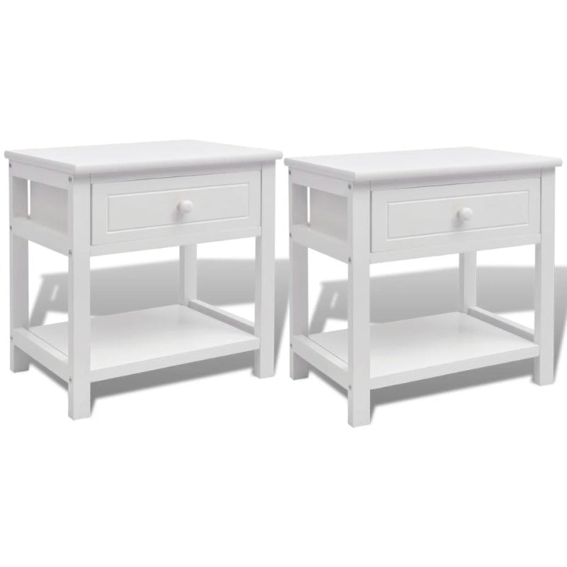 Paulownia Wood Bedside Cabinets With Drawer White Bedroom Furniture Set Of Two Bedside Tables