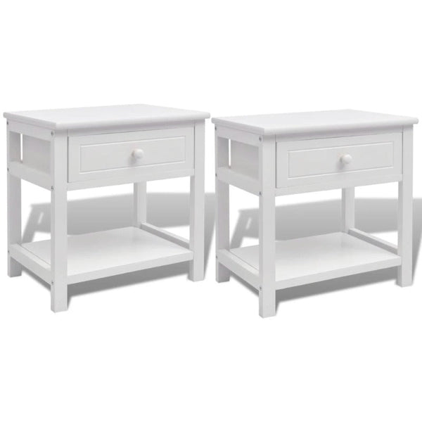 Paulownia Wood Bedside Cabinets With Drawer White Bedroom Furniture Set Of Two Bedside Tables