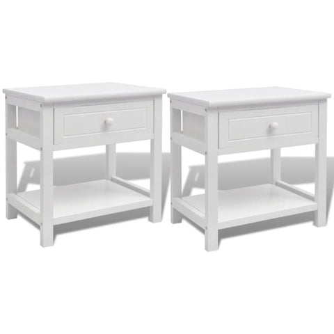 Paulownia Wood Bedside Cabinets With Drawer White Bedroom Furniture Set Of Two Bedside Tables