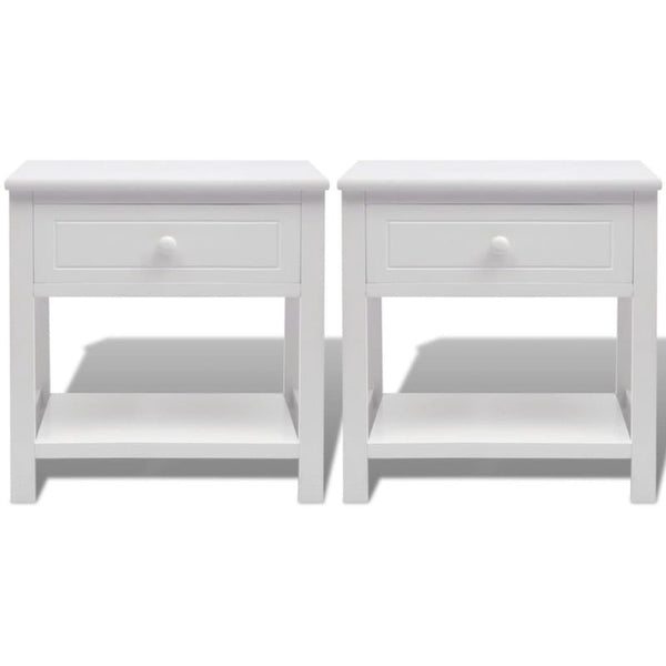 Paulownia Wood Bedside Cabinets With Drawer White Bedroom Furniture Set Of Two Bedside Tables