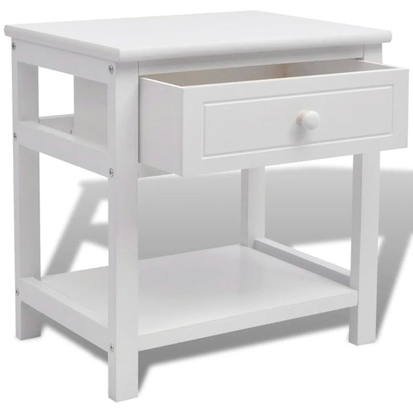 Paulownia Wood Bedside Cabinets With Drawer White Bedroom Furniture Set Of Two Bedside Tables