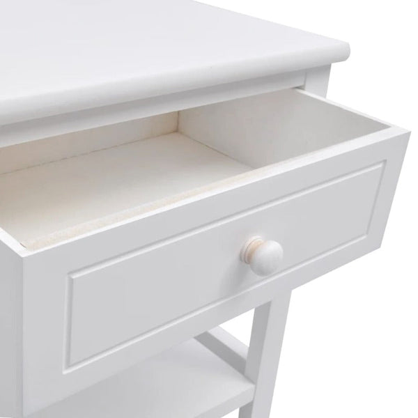 Paulownia Wood Bedside Cabinets With Drawer White Bedroom Furniture Set Of Two Bedside Tables