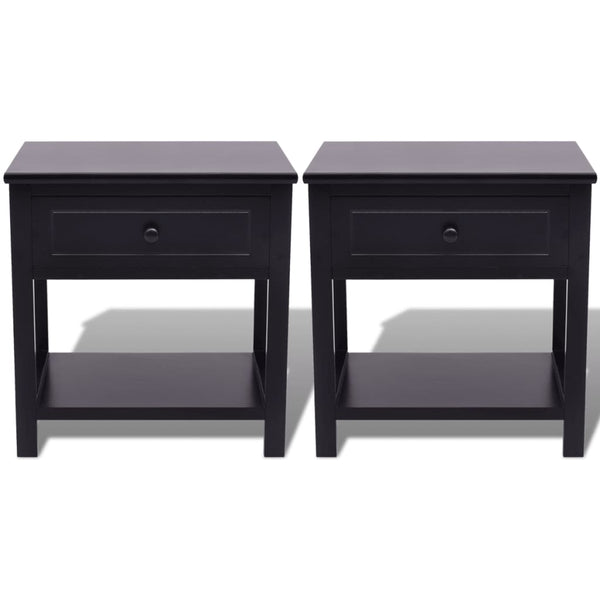 Paulownia Wood Bedside Cabinets With Drawer Black Bedroom Furniture Set Of 2 Bedside Tables