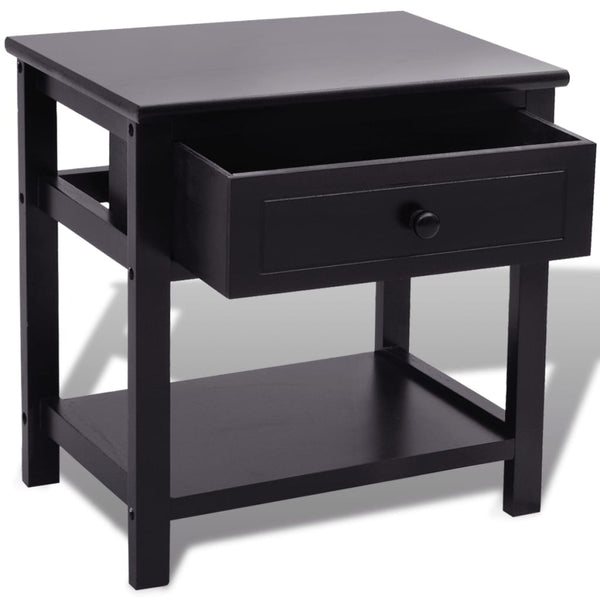 Paulownia Wood Bedside Cabinets With Drawer Black Bedroom Furniture Set Of 2 Bedside Tables