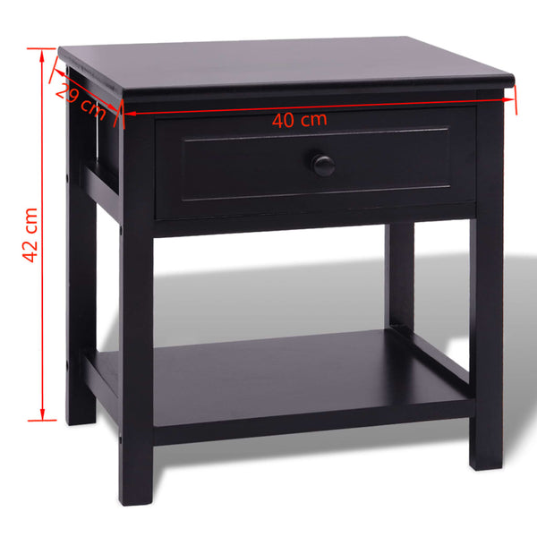 Paulownia Wood Bedside Cabinets With Drawer Black Bedroom Furniture Set Of 2 Bedside Tables