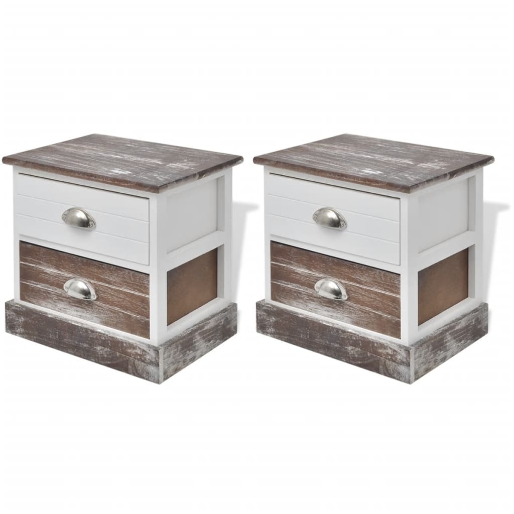 Bedside Cabinets 2 Pcs Brown And White