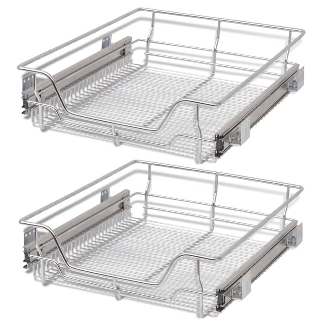 Kitchen Cabinet Doors and Fronts Pull Out Wire Baskets 2 Pcs Silver 500 Mm