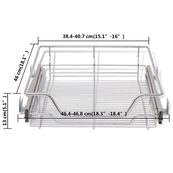 Kitchen Cabinet Doors and Fronts Pull Out Wire Baskets 2 Pcs Silver 500 Mm