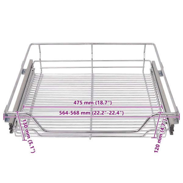 Vidaxl Pull Out Wire Baskets 2 Pcs Silver 600 Mm Storage Bins & Baskets