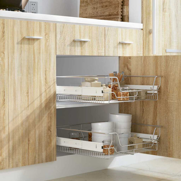 Vidaxl Pull Out Wire Baskets 2 Pcs Silver 600 Mm Storage Bins & Baskets