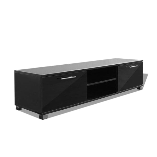 Engineered Wood Tv Stand High Gloss Black With Storage For Home Furniture Tv Stands & Entertainment Units