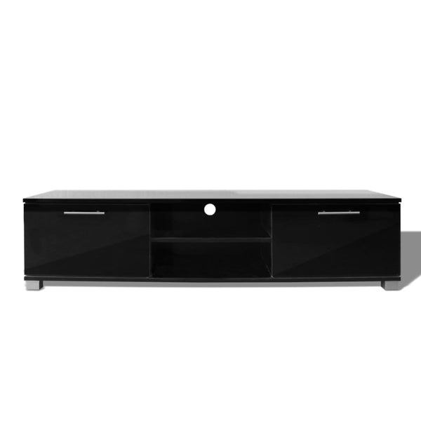 Engineered Wood Tv Stand High Gloss Black With Storage For Home Furniture Tv Stands & Entertainment Units