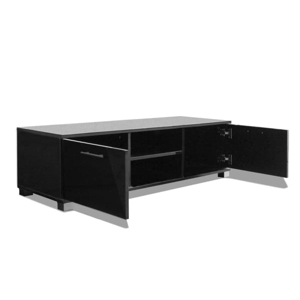 Engineered Wood Tv Stand High Gloss Black With Storage For Home Furniture Tv Stands & Entertainment Units