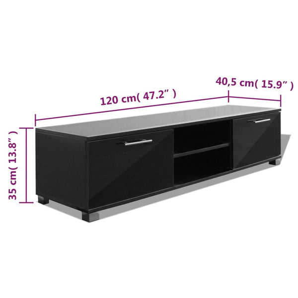 Engineered Wood Tv Stand High Gloss Black With Storage For Home Furniture Tv Stands & Entertainment Units