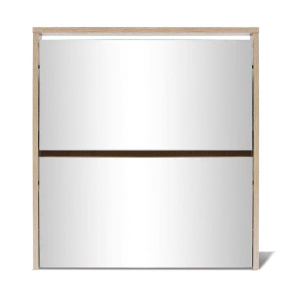 Shoe Cabinet 2-Layer Mirror Oak 63X17x67 Cm