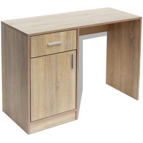 Desk With Drawer And Cabinet Oak 100X40x73 Cm Home Office Desks