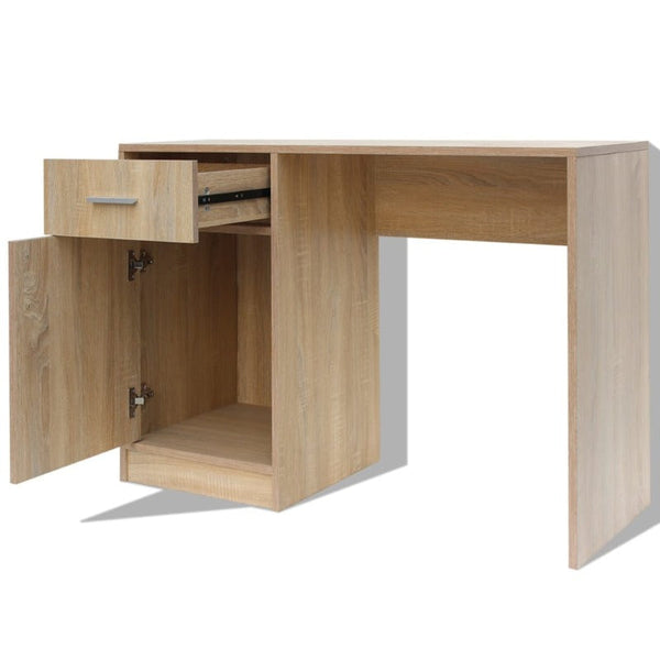 Home Office Desks Desk With Drawer And Cabinet Oak 100X40x73 Cm