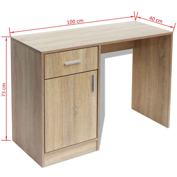 Home Office Desks Desk With Drawer And Cabinet Oak 100X40x73 Cm