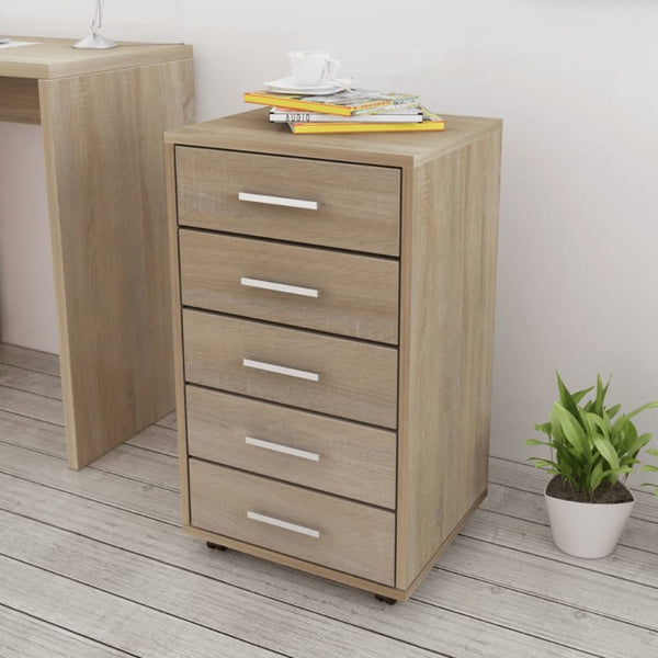 Office Drawer Unit With Castors 5 Drawers Oak Cabinets & Cupboards