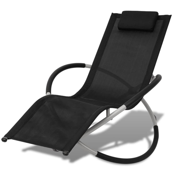 Vidaxl Outdoor Geometrical Sun Lounger Steel Black And Grey Loungers