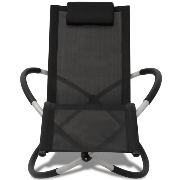 Vidaxl Outdoor Geometrical Sun Lounger Steel Black And Grey Loungers