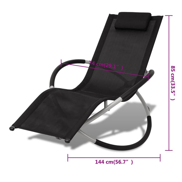 Vidaxl Outdoor Geometrical Sun Lounger Steel Black And Grey Loungers