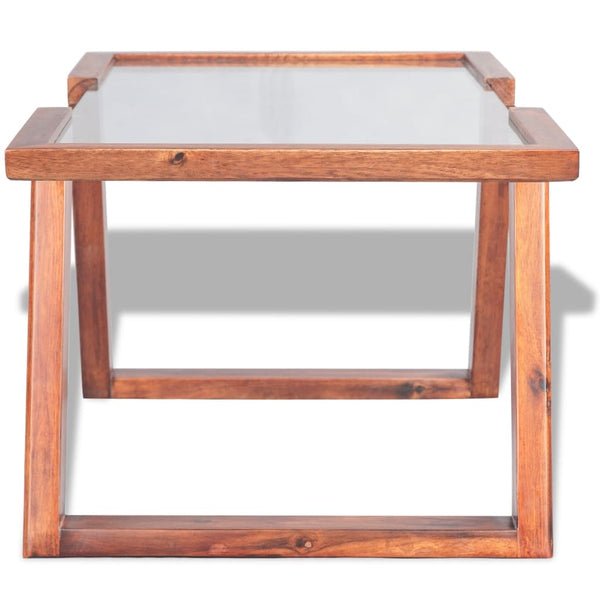 Coffee Table Solid Acacia Wood Brown 100X50x40 Cm Coffee Tables