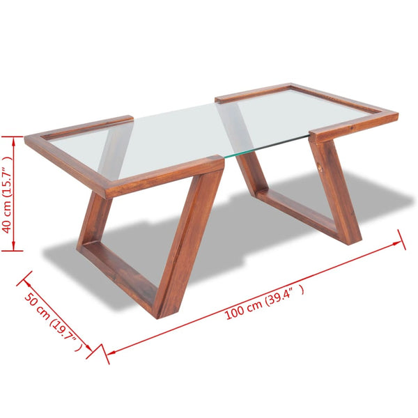 Coffee Table Solid Acacia Wood Brown 100X50x40 Cm Coffee Tables