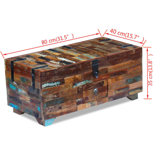 Coffee Table Box Chest Solid Reclaimed Wood 80X40x35 Cm