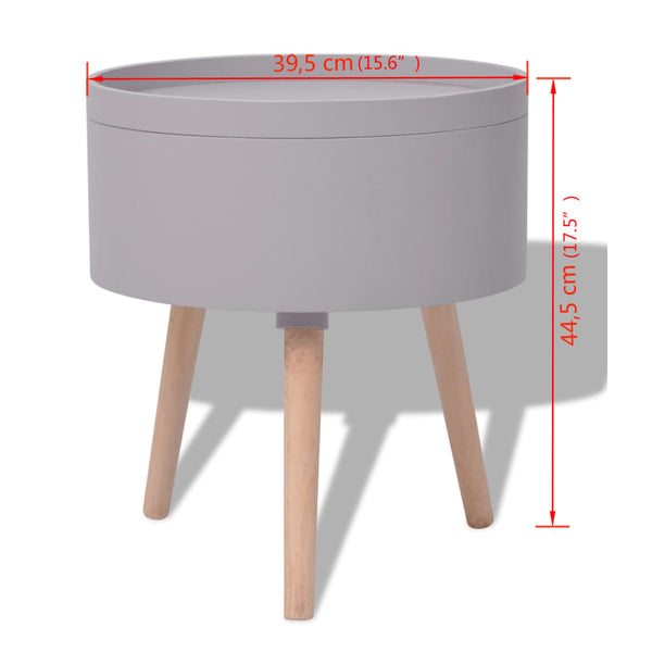 Side Table With Serving Tray Round 39.5X44.5 Cm Grey