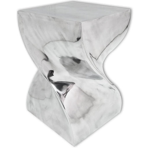 Stool/Side Table Twisted Shape Aluminium Silver Side Tables