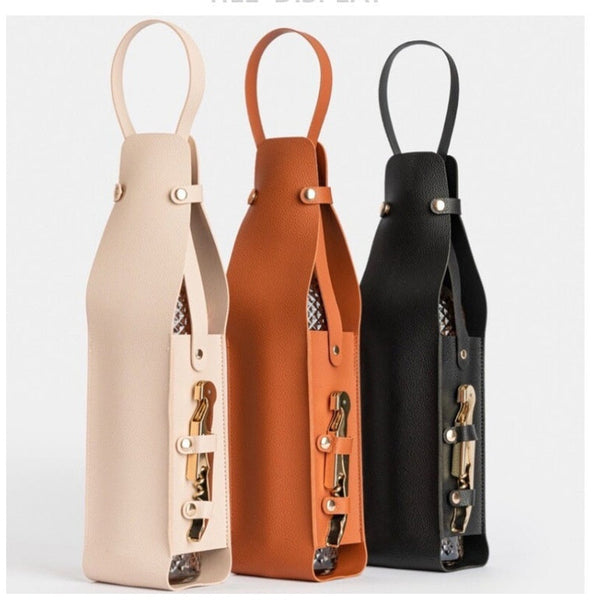 Wine Tote Bag With Leather And Champagne Storage Portable Carry For Picnics Food Storage Bags