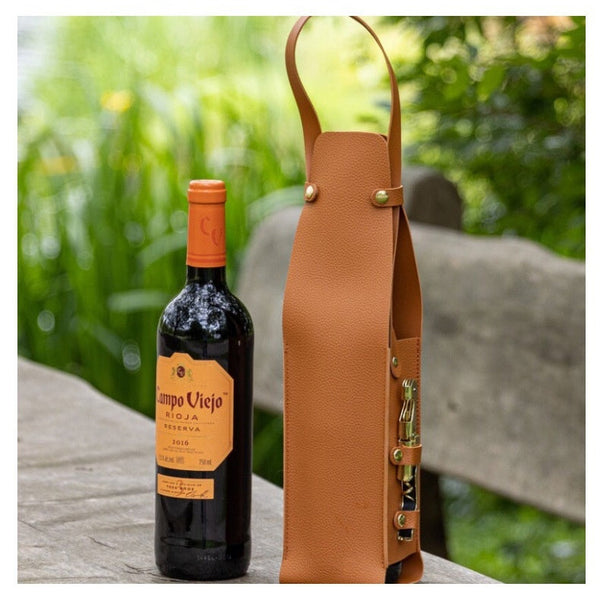 Wine Tote Bag With Leather And Champagne Storage Portable Carry For Picnics Food Storage Bags