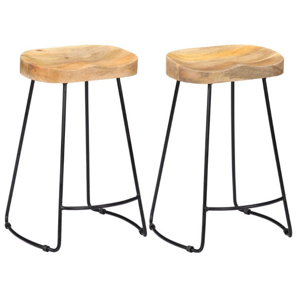 Vidaxl Gavin Bar Stools 2 Pcs Solid Mango Wood Benches Bar Stools