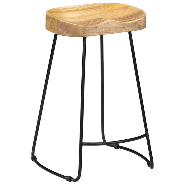 Vidaxl Gavin Bar Stools 2 Pcs Solid Mango Wood Benches Bar Stools