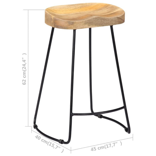 Vidaxl Gavin Bar Stools 2 Pcs Solid Mango Wood Benches Bar Stools