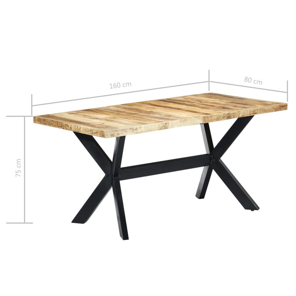 Dining Table 160X80x75 Cm Solid Rough Mango Wood Dining Tables