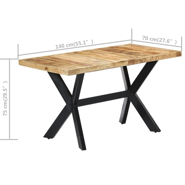 140X70x75 Cm Solid Rough Mango Wood Dining Table Dining Tables