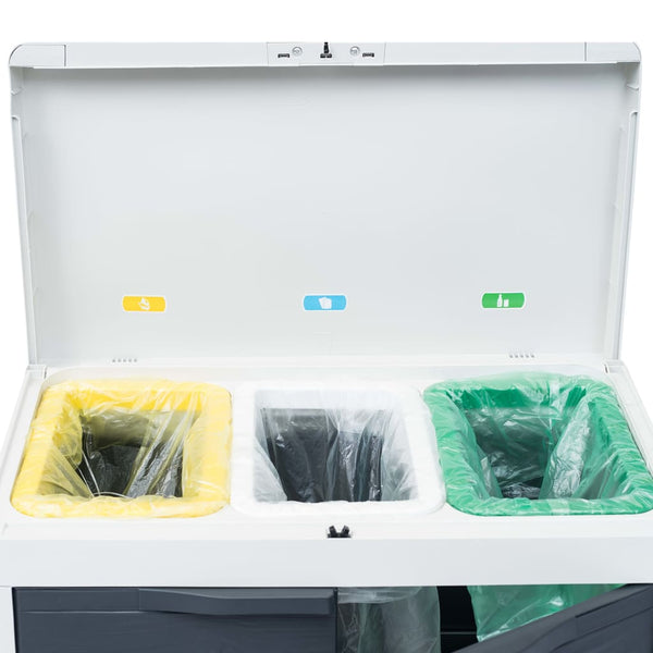 Vidaxl Garden Dustbin With 3 Bags Dark Grey 65X38x102 Cm Rubbish Bins
