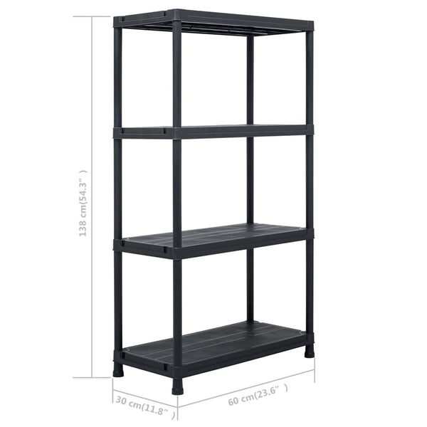 Vidaxl Storage Shelf Rack Black 100 Kg 60X30x138 Cm Plastic Other Home Organisation