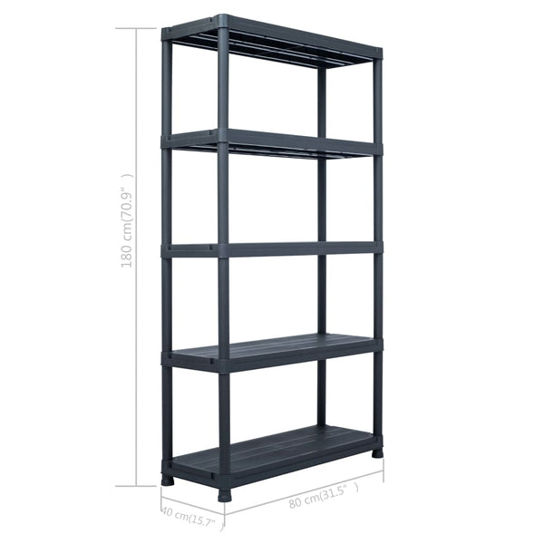 Vidaxl Storage Shelf Rack Black 250 Kg 80X40x180 Cm Plastic Bookshelves