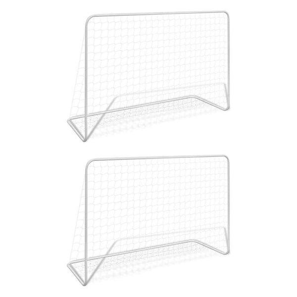 Vidaxl Football Goals 2 Pcs With Nets 182X61x122 Cm Steel White Soccer Goals