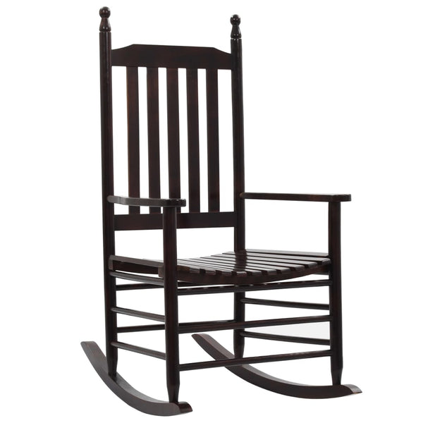 Vidaxl Rocking Chair With Curved Seat Brown Poplar Wood Chairs