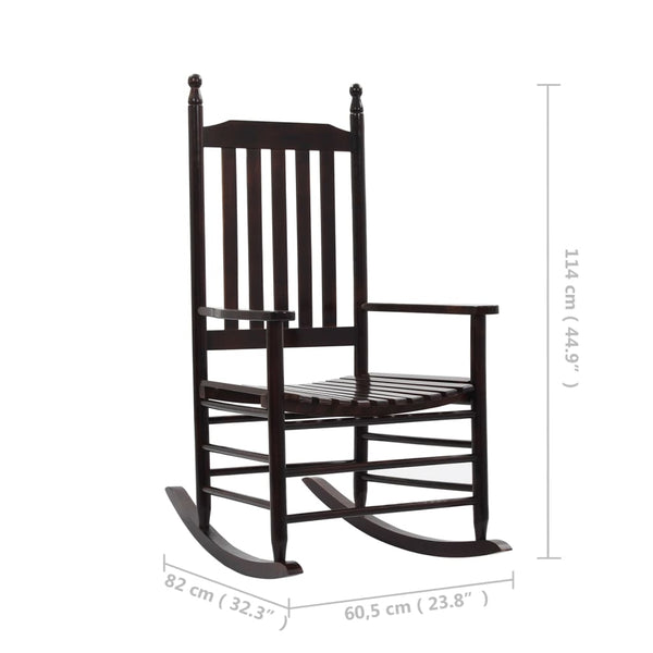 Vidaxl Rocking Chair With Curved Seat Brown Poplar Wood Chairs