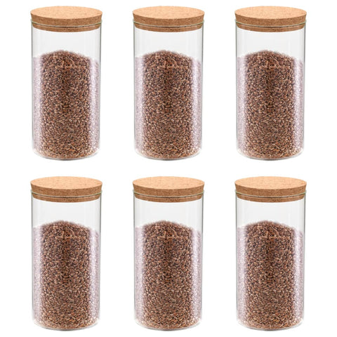 Storage Glass Jars With Cork Lid 6 Pcs Canisters & Jars