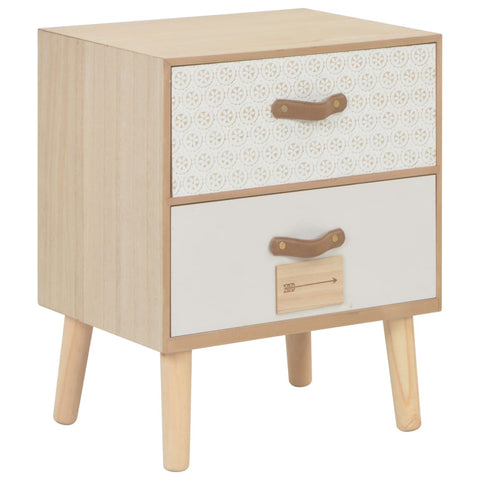 Bedside Cabinet With 2 Drawers 40X30x49.5 Cm Solid Pinewood