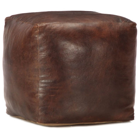 Pouffe Dark Brown 40X40x40 Cm Genuine Goat Leather Ottomans Footstools & Poufs