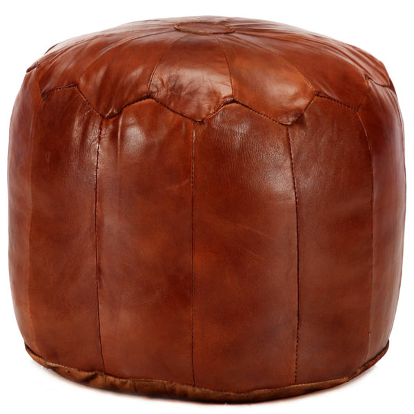 Pouffe Tan 40X35 Cm Genuine Goat Leather Ottomans Footstools & Poufs