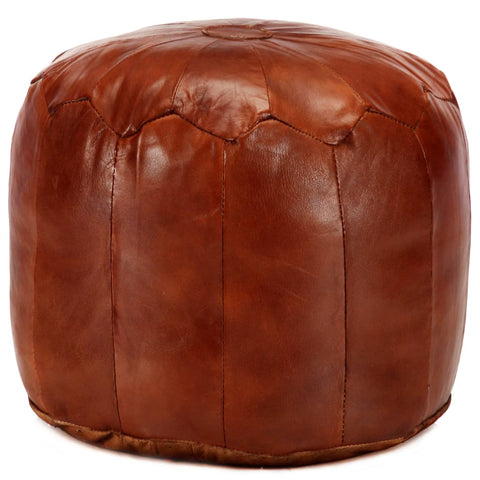 Pouffe Tan 40X35 Cm Genuine Goat Leather Ottomans Footstools & Poufs