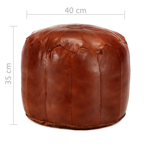 Pouffe Tan 40X35 Cm Genuine Goat Leather Ottomans Footstools & Poufs